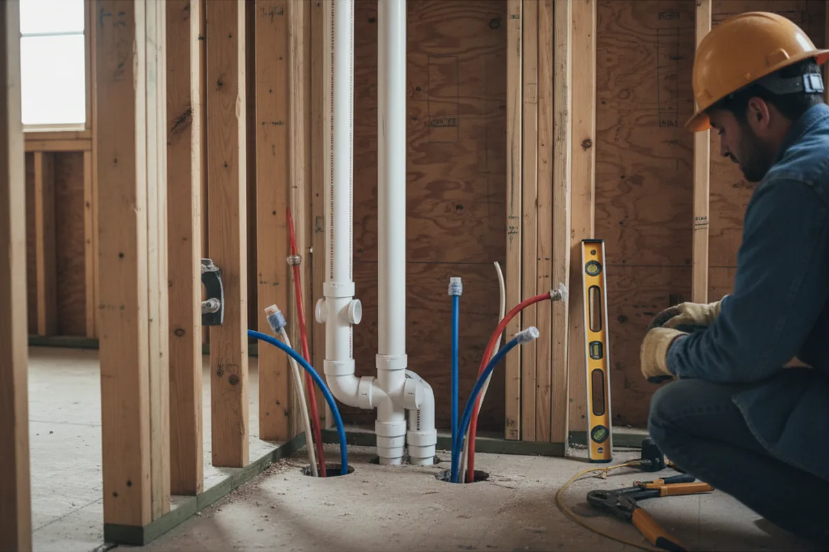 Drain and supply rough-in during Sump Pump Repair in Buckhannon